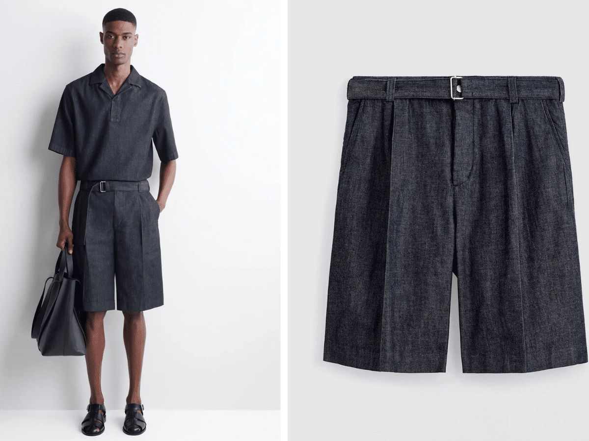 Cos short large plissé ceinturé