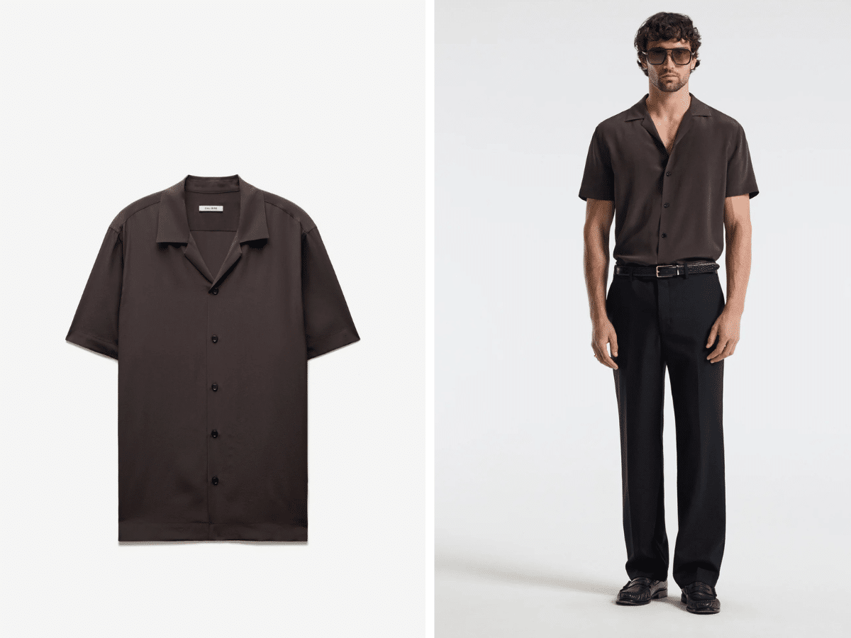 Chemise col camp en soie Calibre