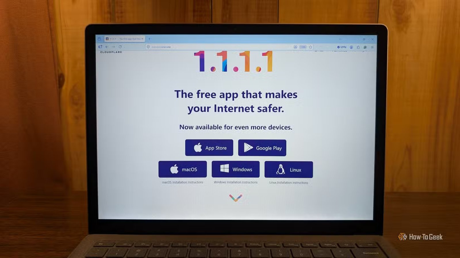 Le DNS 1.1.1.1 de Cloudflare s'ouvre dans Firefox. 