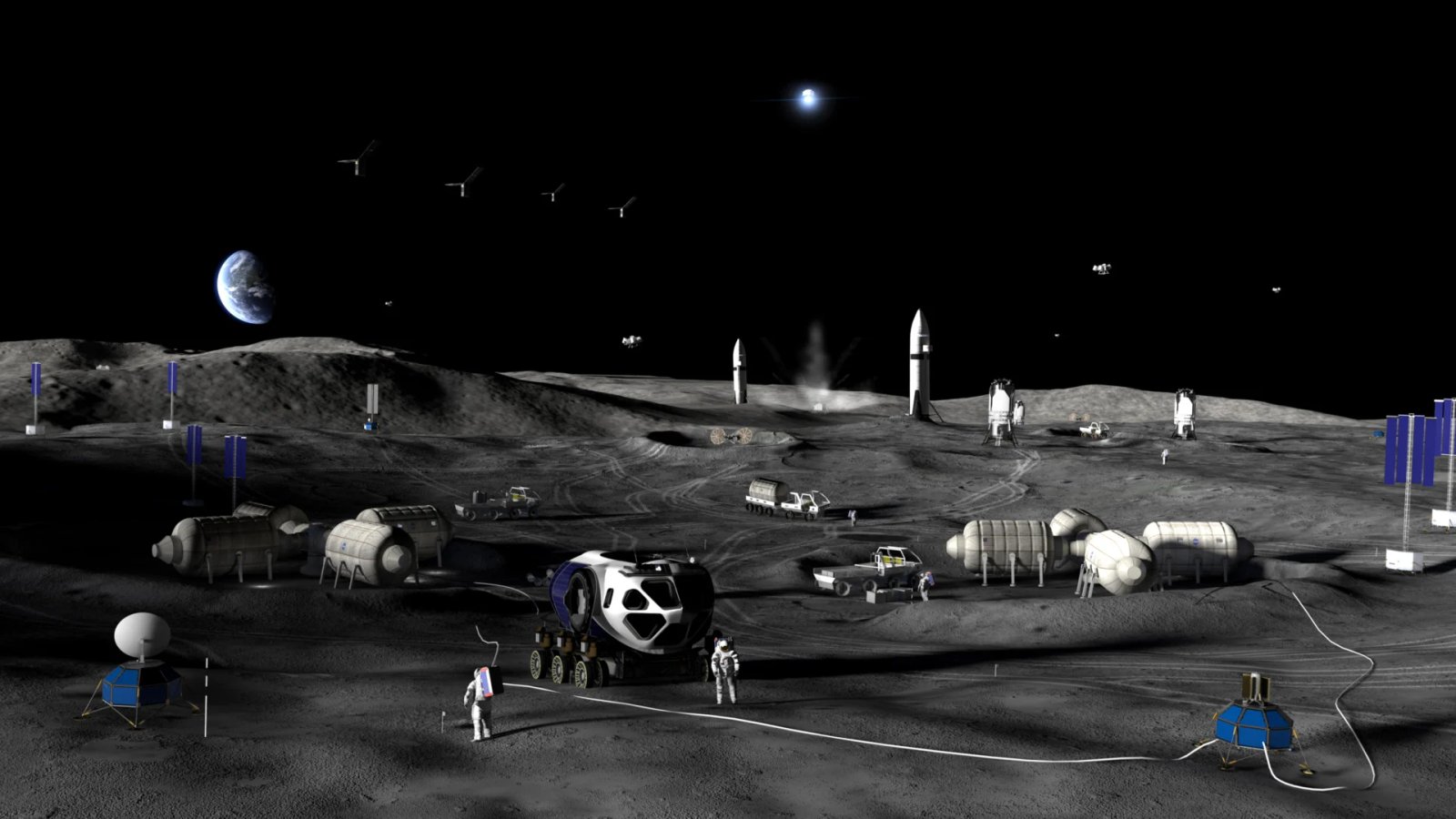 Vue d'artiste de la future base lunaire de la NASA