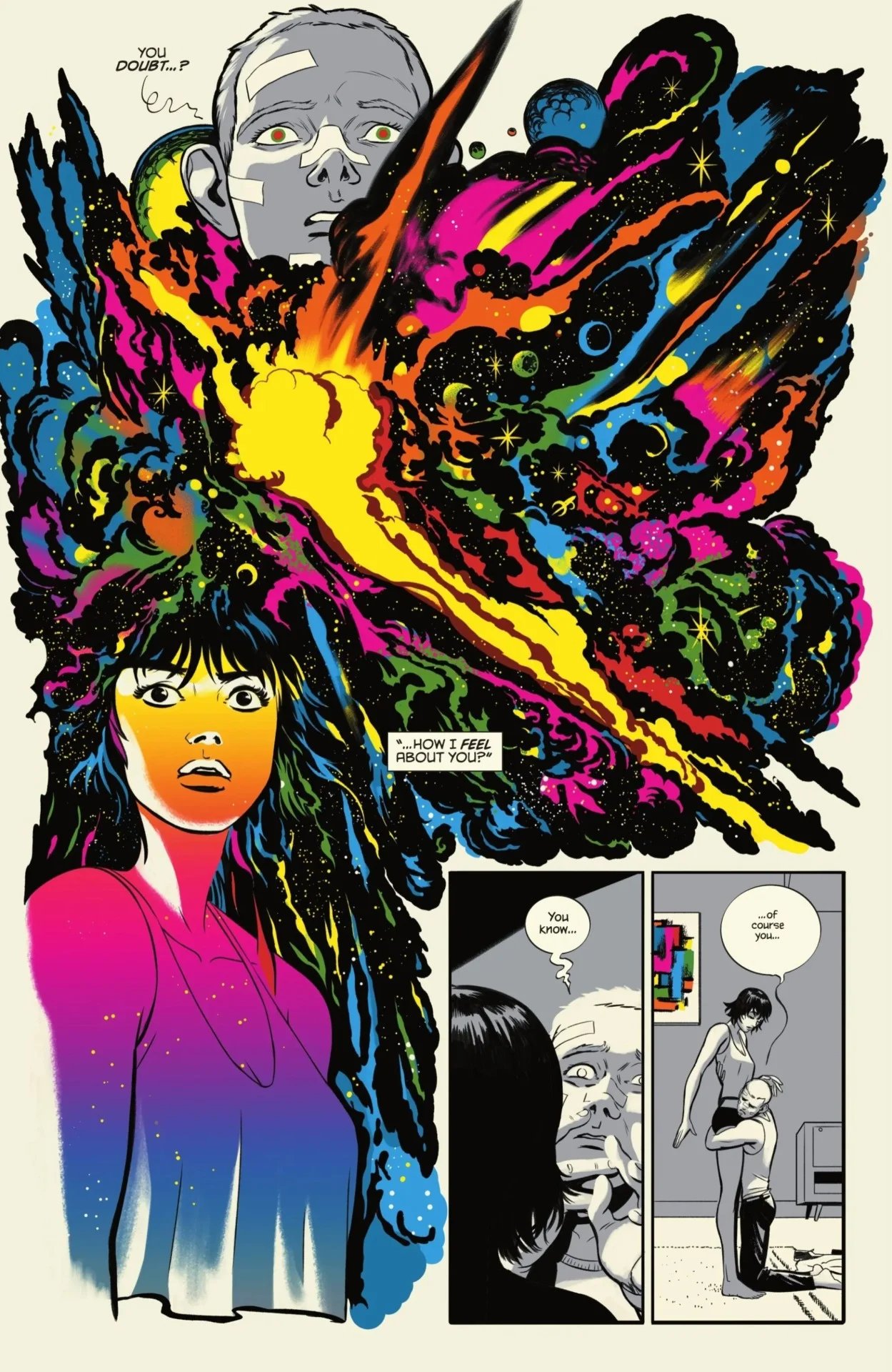 Page Absolute Martian Manhunter de Jones parlant à sa femme.