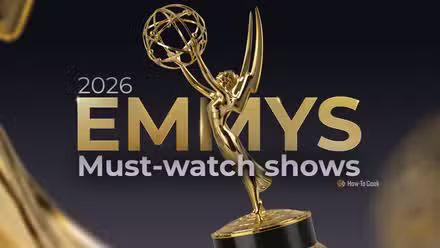 Trophée Emmys 2026 avec texte mettant en avant les émissions incontournables.