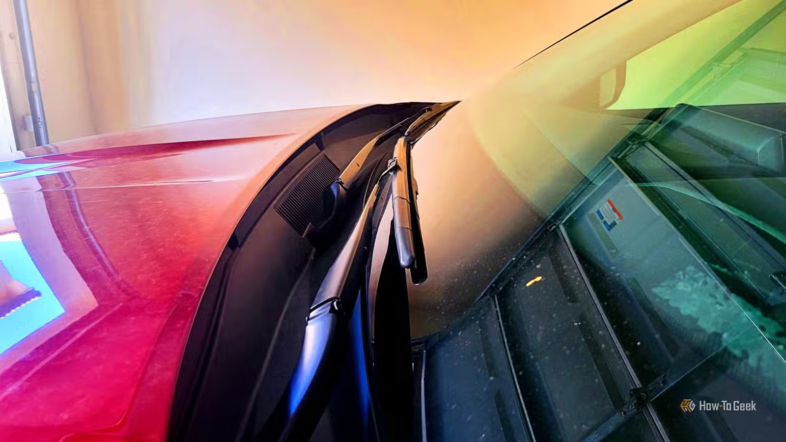 Essuie-glaces dans une voiture dans un garage