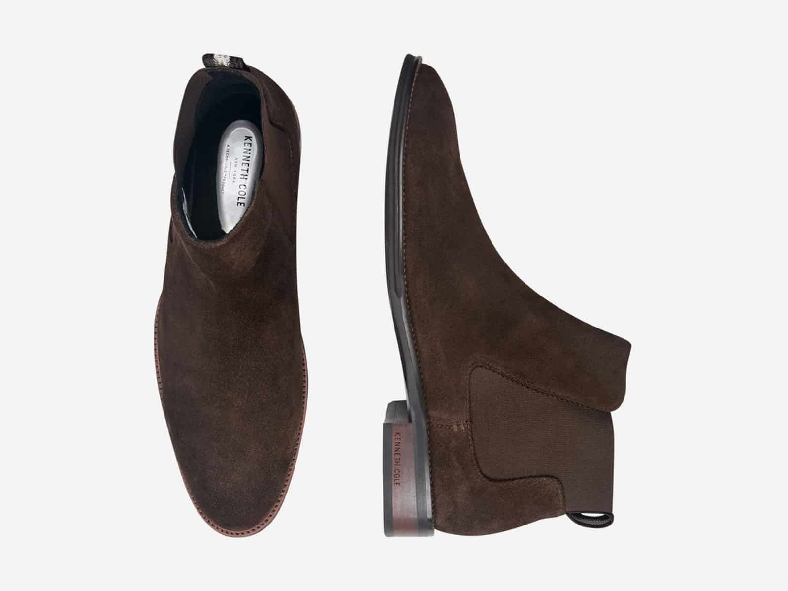 Bottines Chelsea Kenneth Cole Tully en daim Bay Brown, vue de dessus et de côté (4 sur 6)