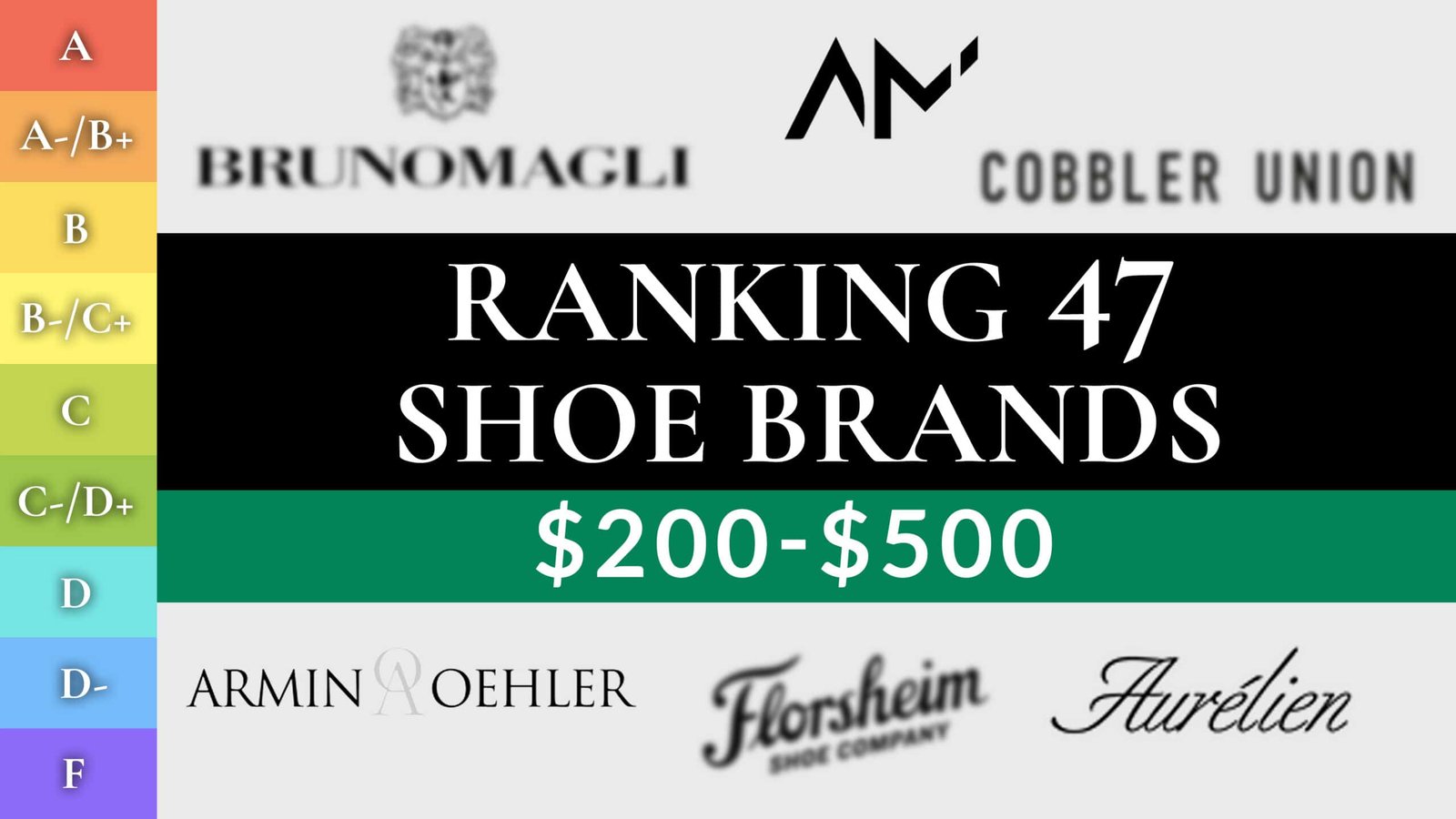 Classement 47 marques de chaussures 3840X2160 à l'échelle Classement des chaussures RTW pour hommes, 200-500 $ (47 MEILLEURES et PIRES marques !)