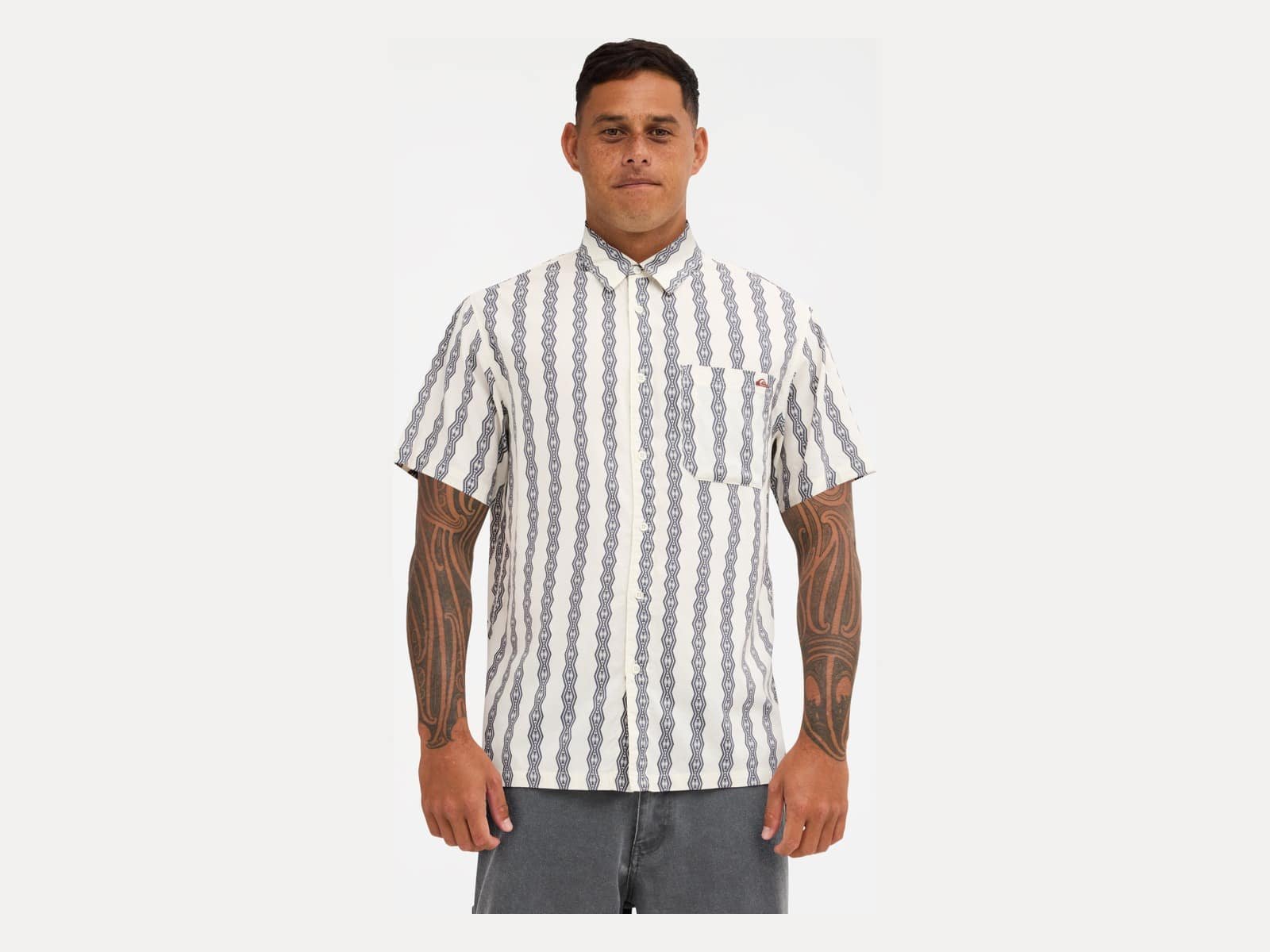 Chemise boutonnée à manches courtes Quiksilver Tohu en bouleau avec imprimé intégral