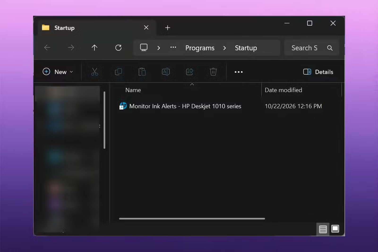 Le dossier de démarrage dans Windows 11.