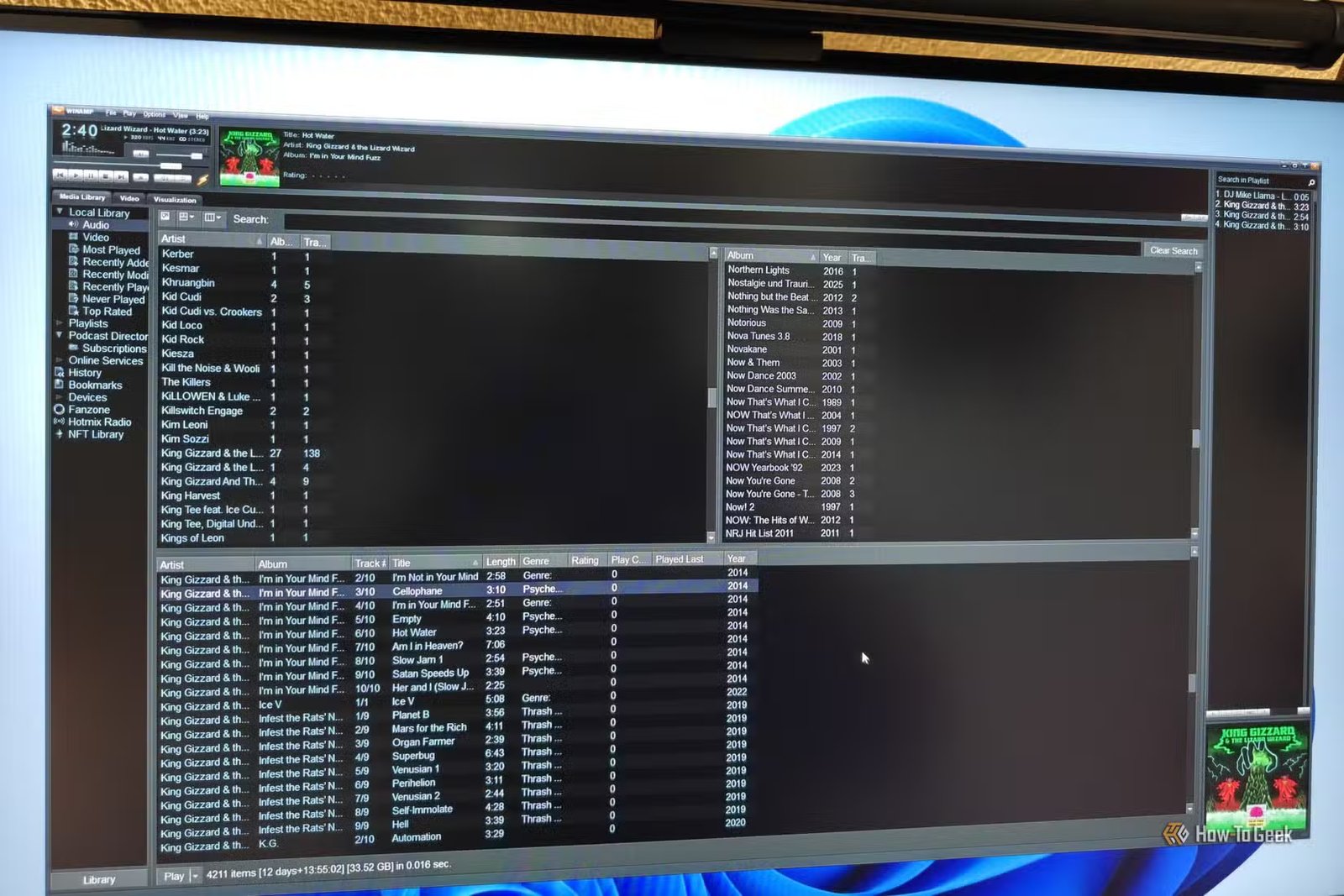 Winamp original fonctionnant sous Windows avec un skin personnalisé.