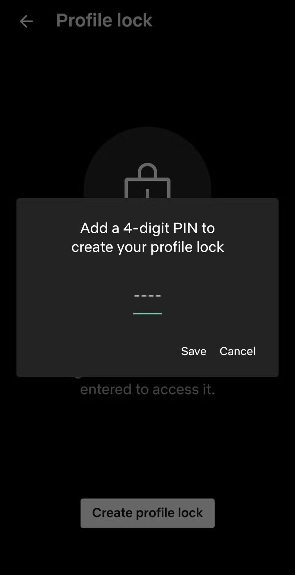 Ajout d'un code PIN sur l'application mobile de Netflix.