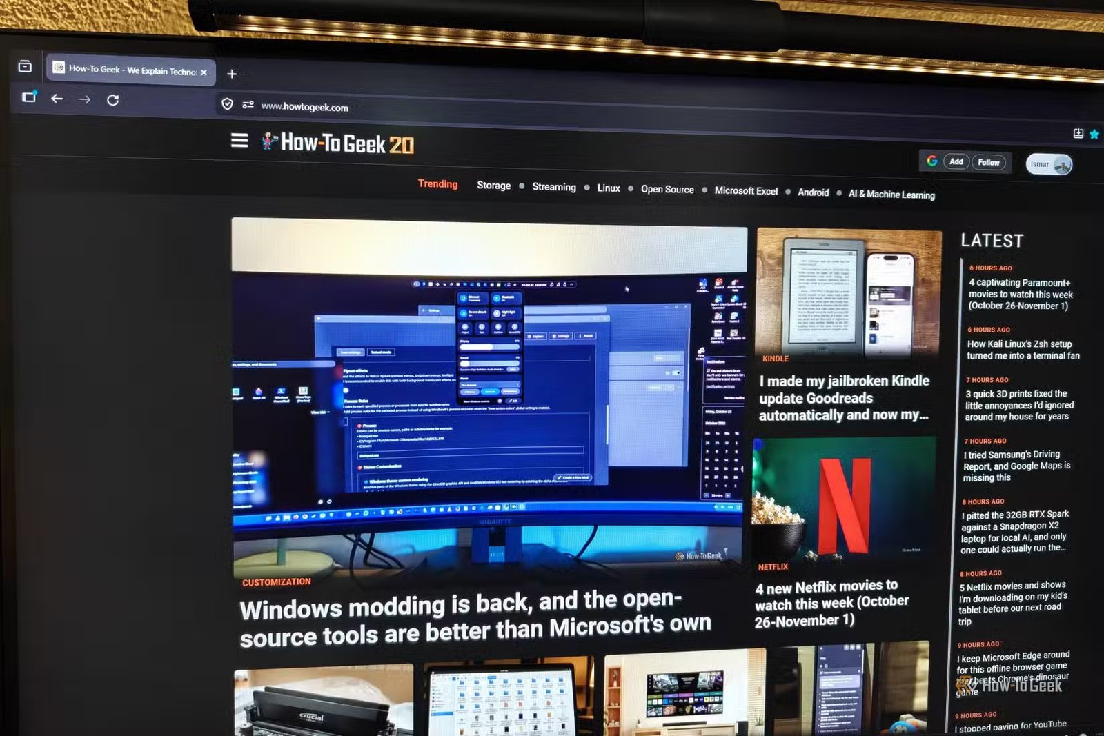 Mozilla Firefox fonctionnant sur un moniteur.
