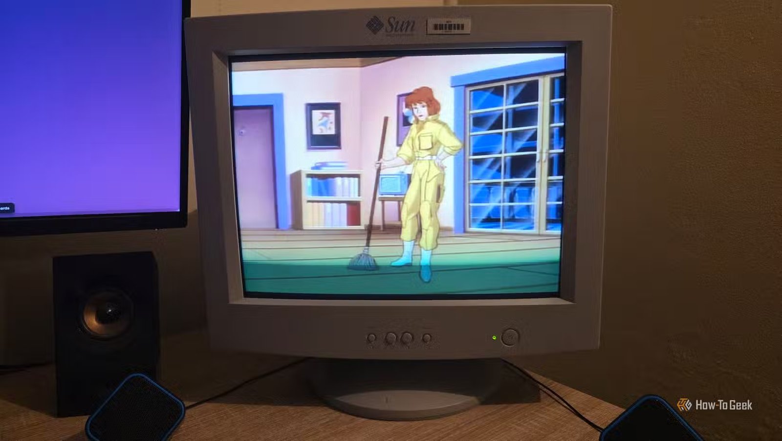 Une scène de Ninja Turtles sur un moniteur CRT.
